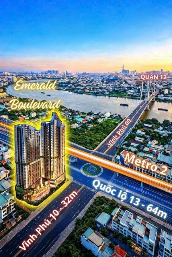 The Emerald Boulevard, căn hộ hạng sang, mặt tiền đại lộ Bình Dương giáp ranh Hồ Chí Minh