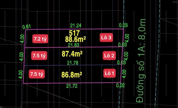 BÁN Lô Đất Mặt tiền ĐƯỜNG SỐ 1A – GẦN VĂN CAO & LÊ VĂN QUỚI – 4×22M – GIÁ TỪ