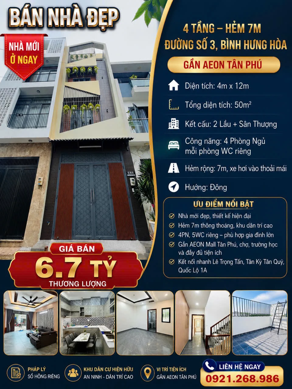 NHÀ MỚI 4 TẦNG – 4PN WC RIÊNG – HẺM 7M THÔNG ĐƯỜNG SỐ 3, BÌNH HƯNG HÒA – GIÁ CHỈ 6.7 TỶ — ảnh 2