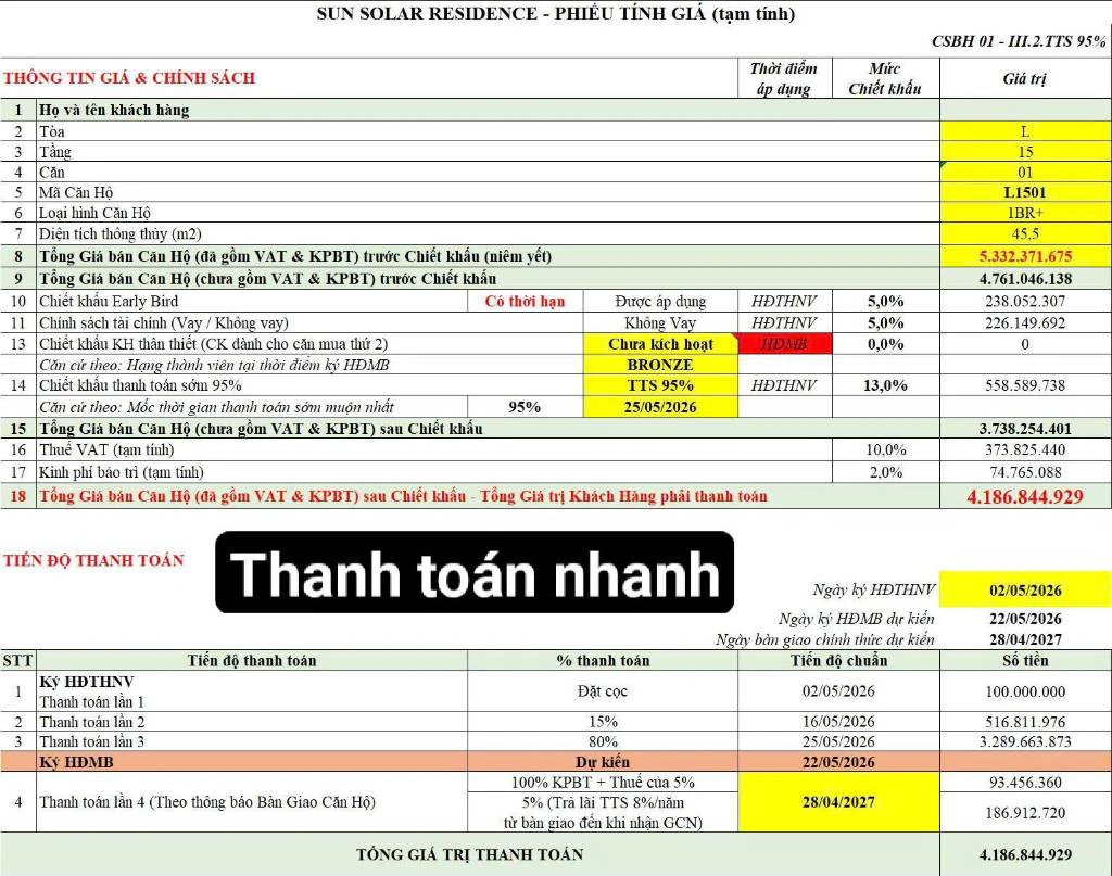 Bán căn hộ Sun Solar Residence, Căn 1PN+ giá từ chủ đầu tư, chiết khấu lên đến 23% — ảnh 2