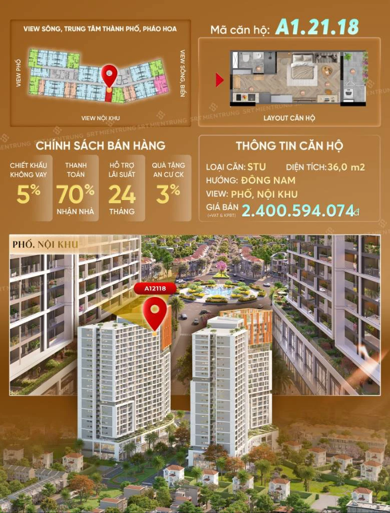BÁN CĂN STUDIO SUN CORA TOWER, ĐÀ NẴNG, CHỈ 1 TỶ 7 KHI THANH TOÁN NHANH — ảnh 1