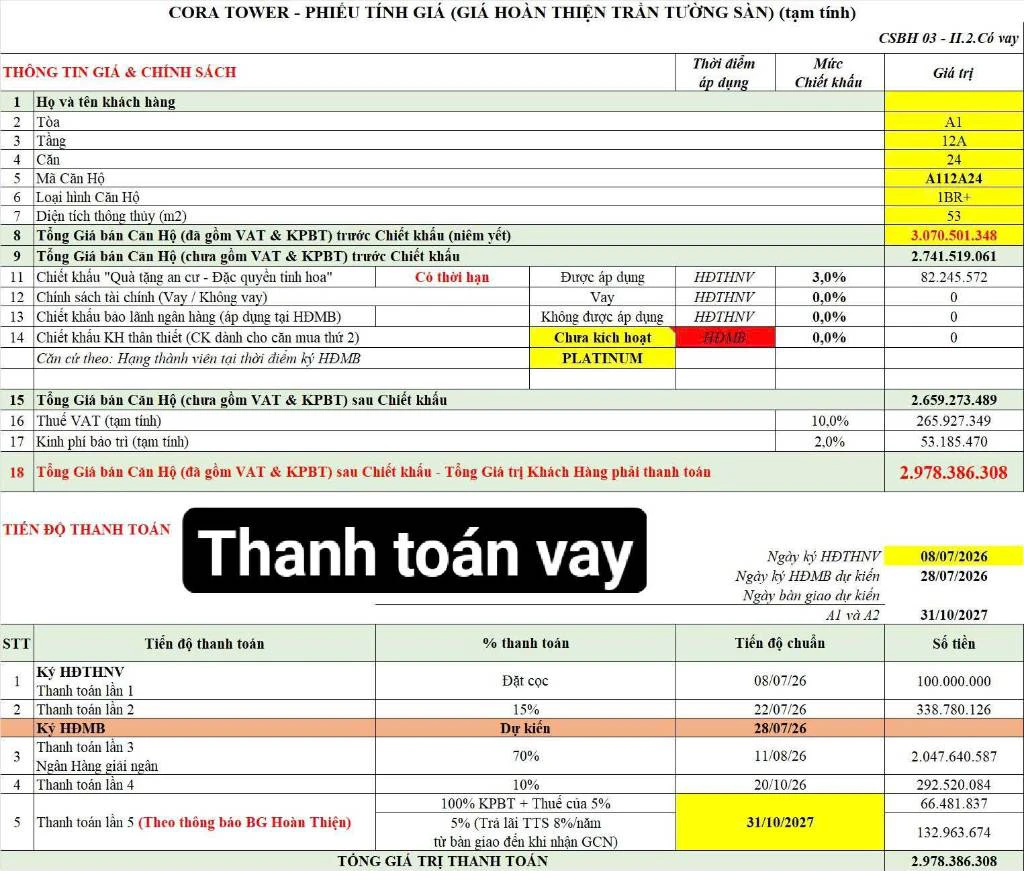 BÁN CĂN HỘ SUN CORA TOWER, CĂN 1PN+ , 54M2 , CHỈ 2,5 TỶ KHI THANH TOÁN NHANH, GIÁ TỪ CĐT — ảnh 3